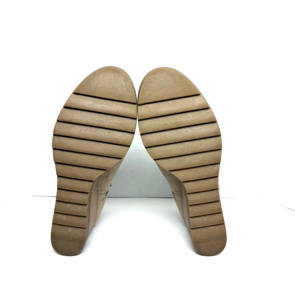 UGG Koolaburra Wedge Boots Yonela Ortholite Tan Suede Ankle Zip Womens 11 Winter